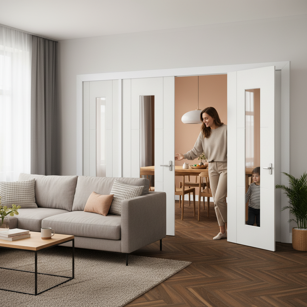 Internal Room Divider Set with Clear Glass Panels