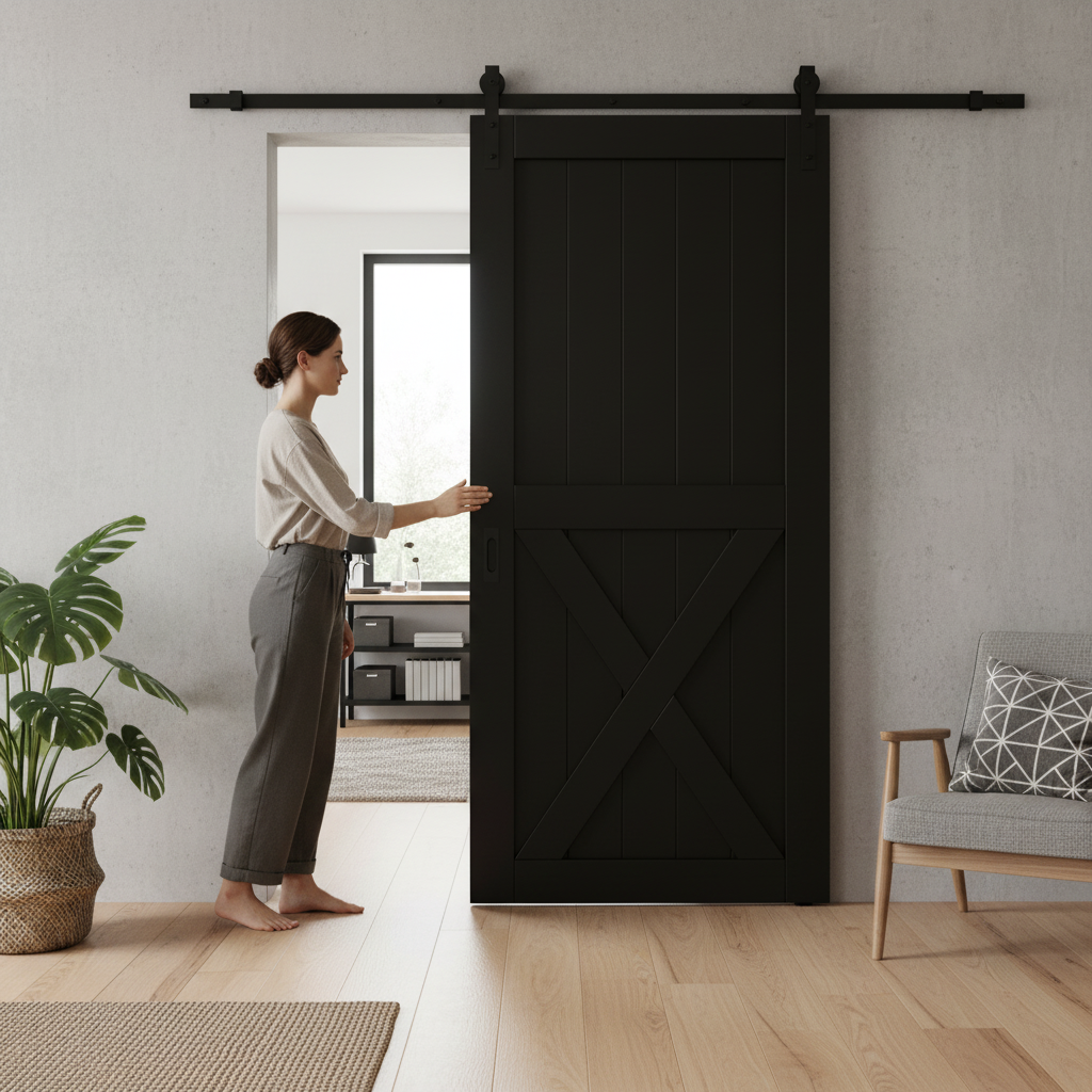Internal Primed 1 Panel X Brace Sliding Barn Door - High-...