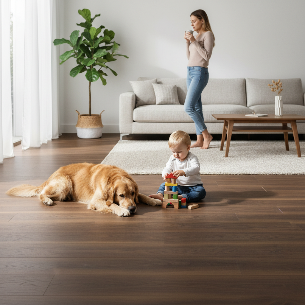 Premium 5mm Rigid Core Vinyl Flooring with Waterproof Surface and Click Fitting System for High-Performance Applications