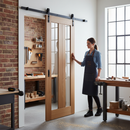 Fully Finished Oak Sliding Door with Clear Offset Glass