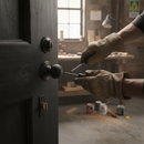 Modern Mortice Bathroom Door Knob Set - Matt Black