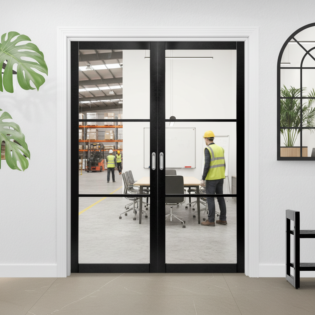 Internal Primed Industrial 2.0 Lifestyle Clear Glass Door...
