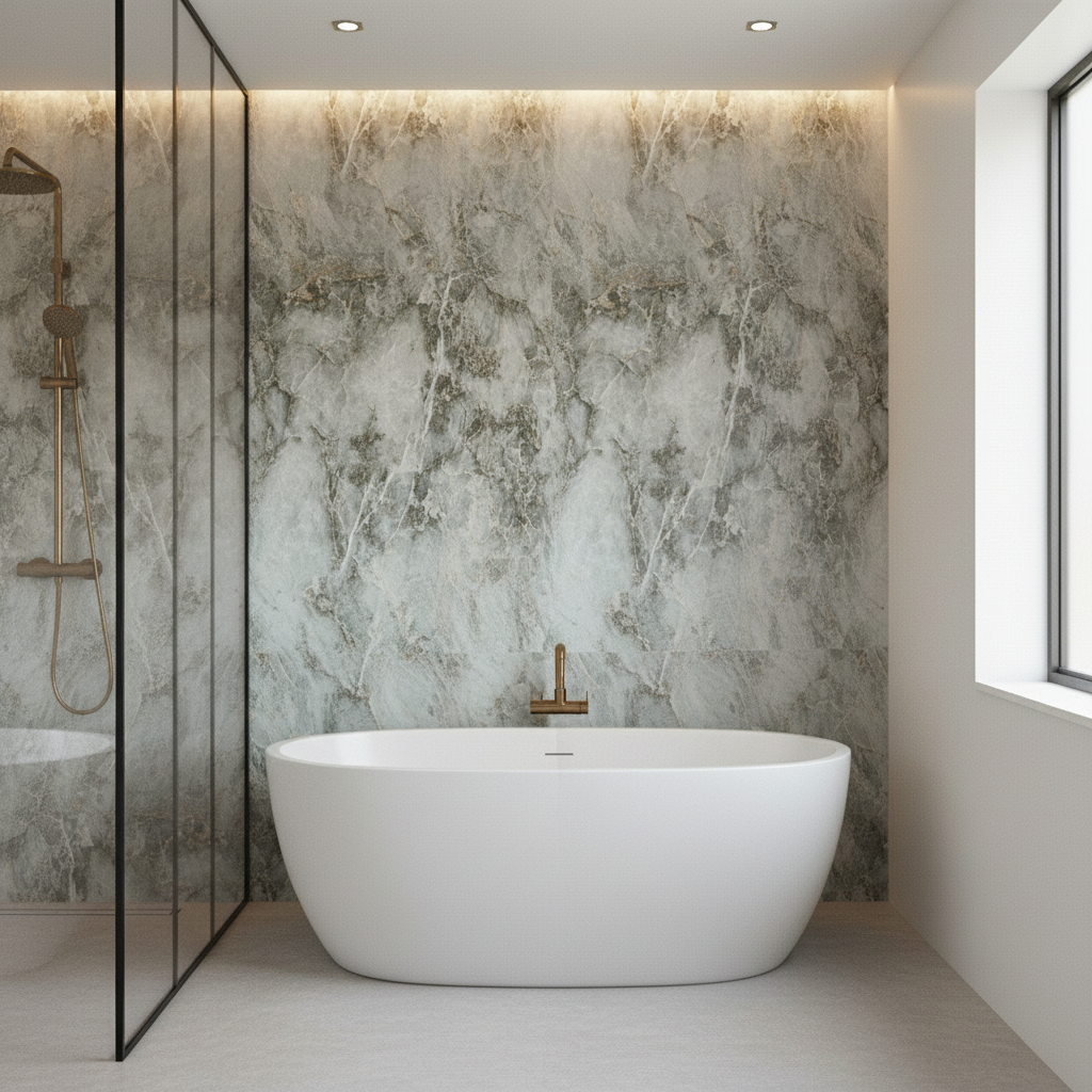 Waterproof Wall Panelling with Elegant Marble Effect - 24...