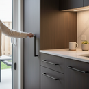 Matt Black Industrial Round Pull Handle Set | Magnetic Device | Door Handle