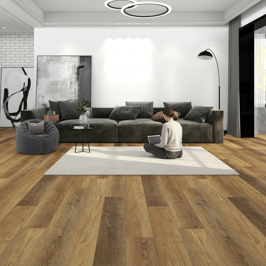 Premium 5mm Rigid Core Vinyl Flooring with Waterproof Surface and Click Fitting System for Luxurious Living Spaces