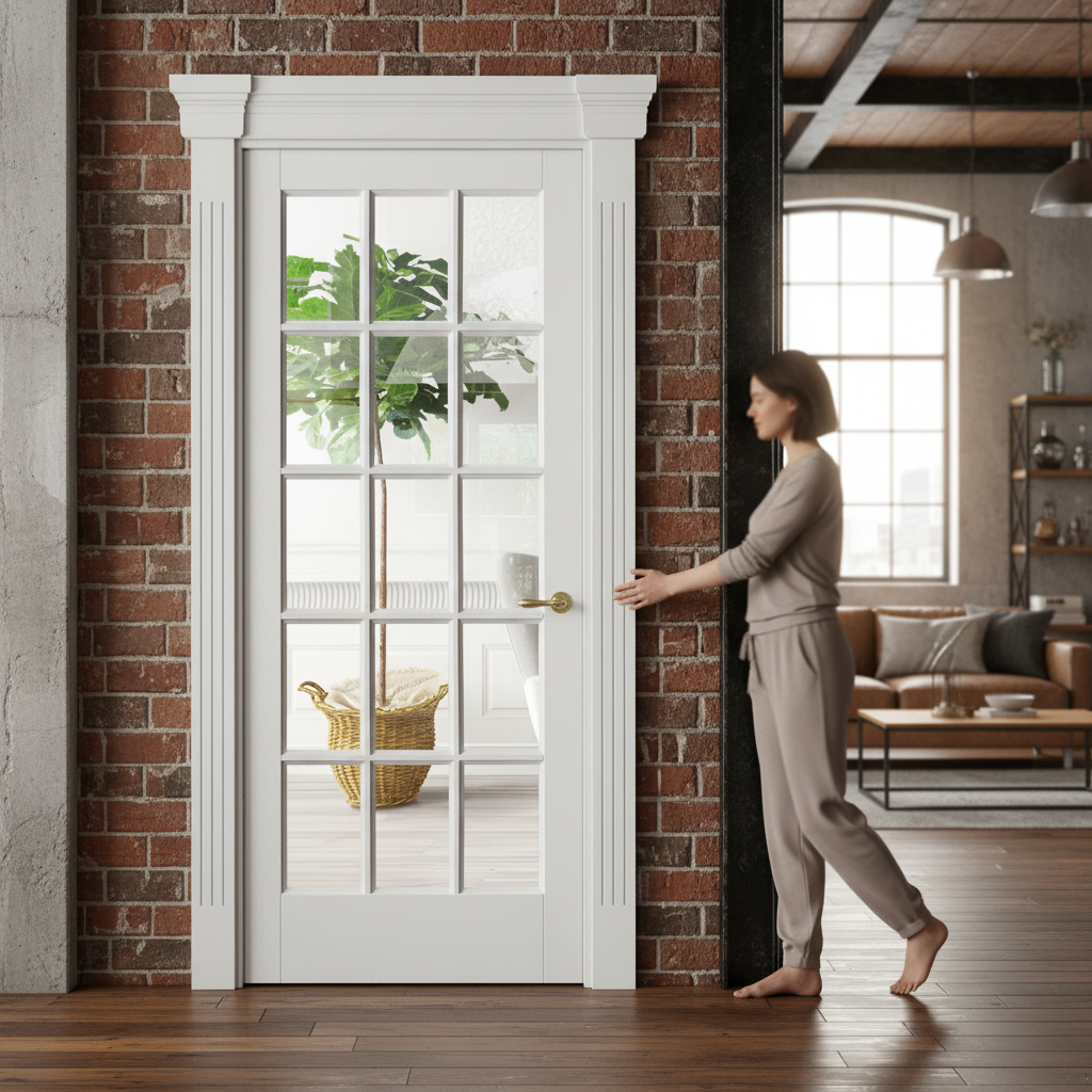 Internal White Glazed Door with 15 Clear Glass Panes