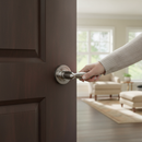 Gibraltar Round Lever Door Handle with Satin Nickel Finish