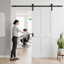 Internal White Primed 4 Panel Sliding Door Set - Solid Pi...