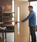 Premium Heavy Duty External Door with Frosted Double Glazed Panel and Engineered Oak Construction
