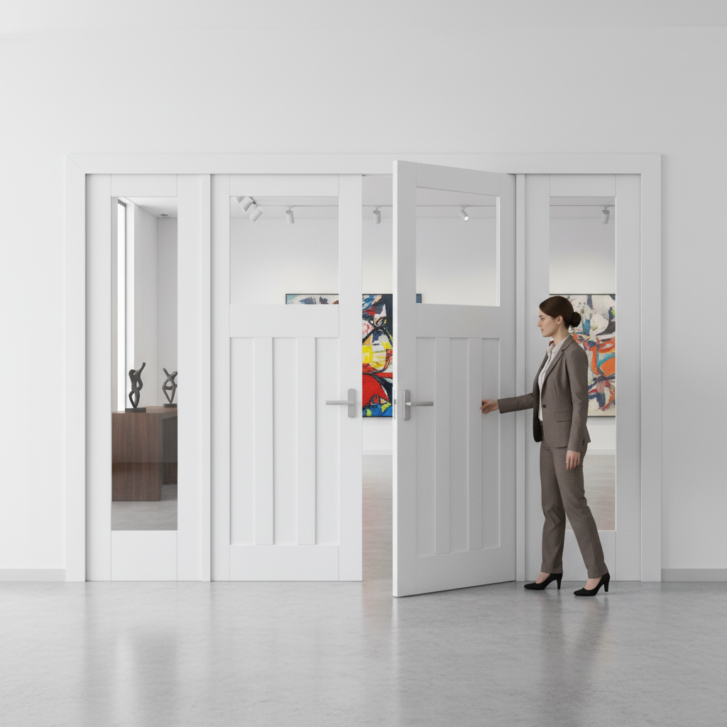Clear Glass 1 Panel Sidelight Room Divider Set with White...