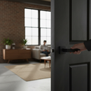 Industrial Square Rose Lever Door Handle Set in Matt Black