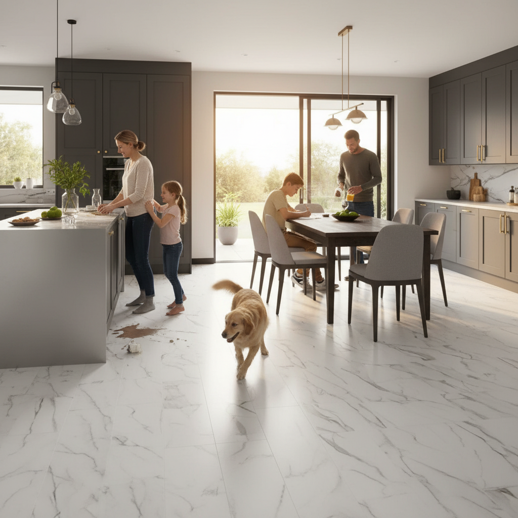 Premium 5mm Rigid Core Vinyl Flooring with Waterproof Surface for Kitchen and Bathroom Use