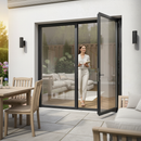 Matt Black Aluminium External French Patio Door with Clea...
