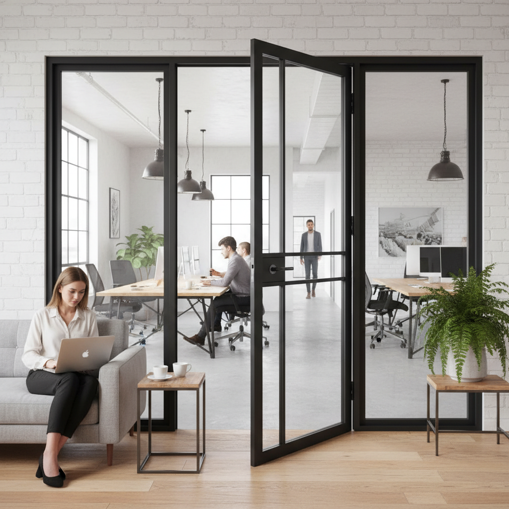 Premium Industrial Style Door Pair with Unique Beading Profile for Contemporary Urban Aesthetics