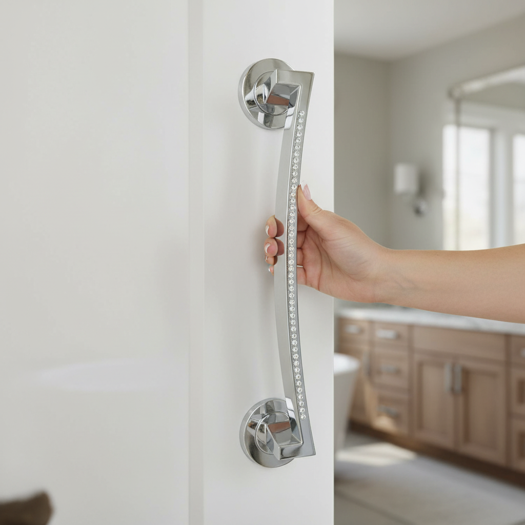 Premium Crystal Pull Handle with Elegant Design and Shimmering Detail for Doors - High-Quality Professional Grade for Industrial and Commercial App...