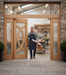 Premium Oak Grand Entrance Double Glazed Door Set with Matching Sidelights and Customizable Frame Options
