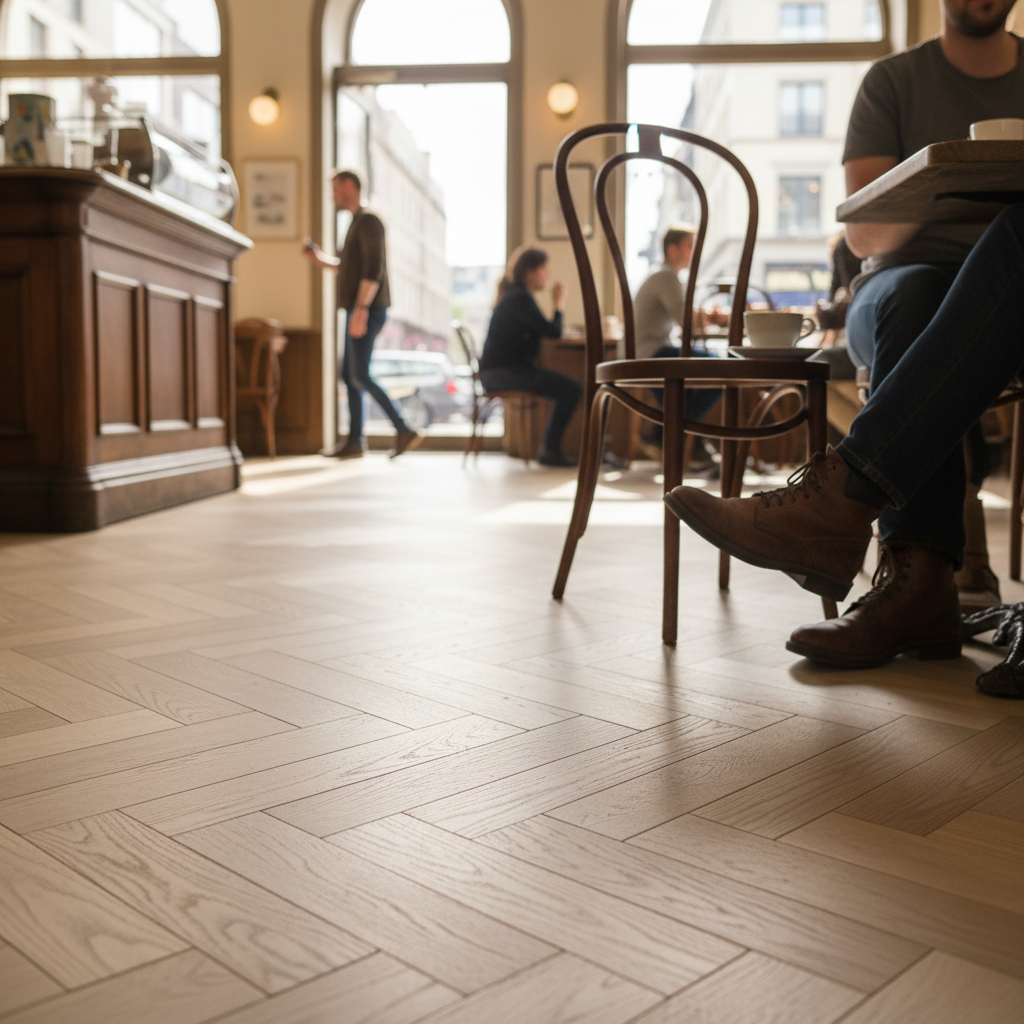 Herringbone Rigid Core Vinyl Flooring 5mm Embossed Finish