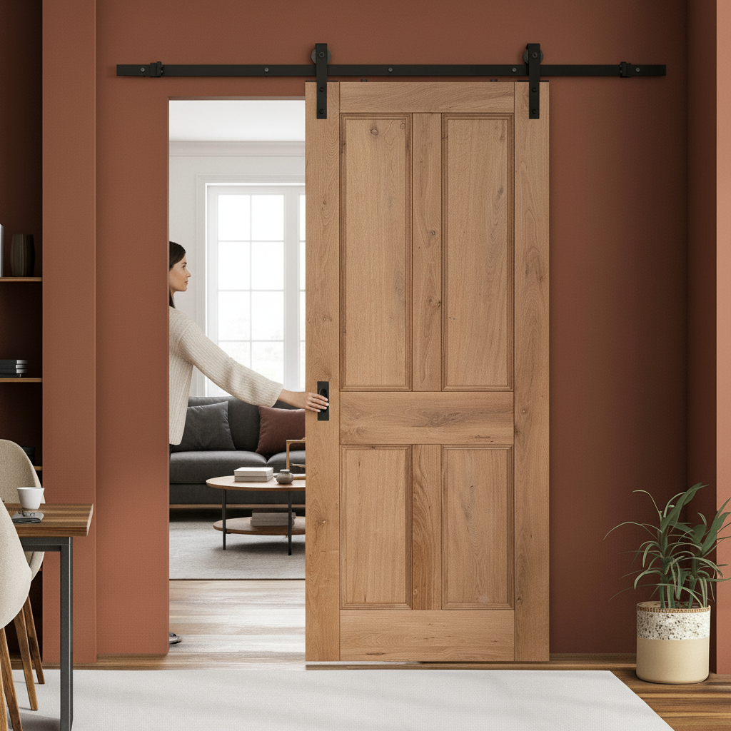 Rustic Oak Fully Finished Internal Victorian 4 Panel Slid...