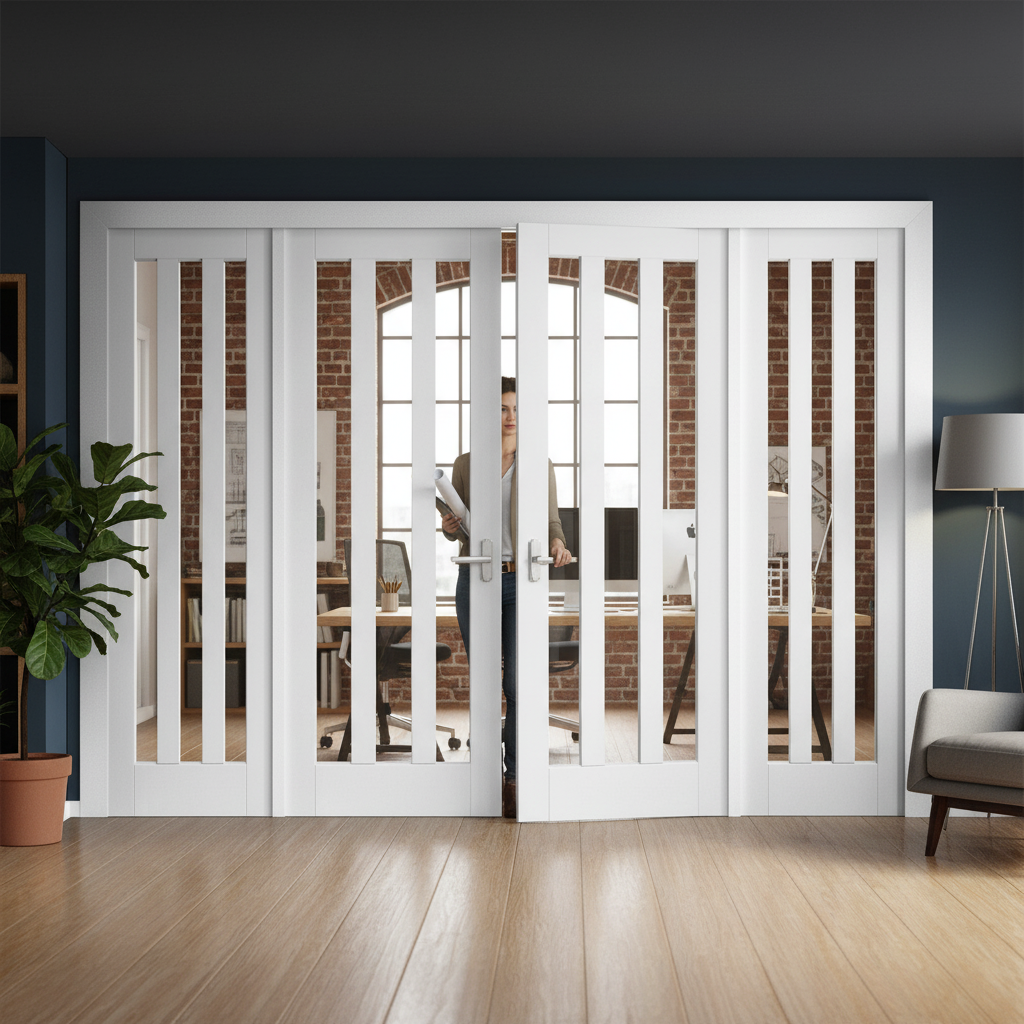 Internal Room Divider Set with Clear Glass Panels - Four ...