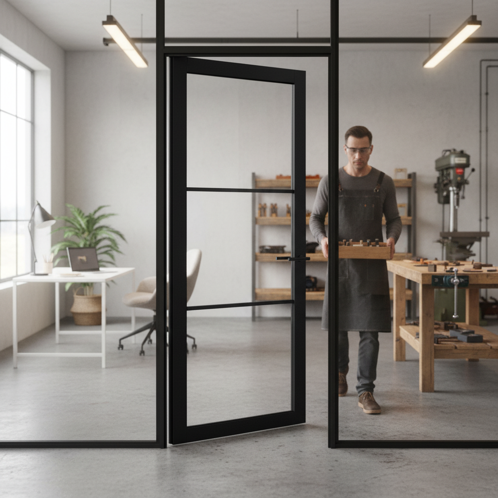 Internal Primed Industrial Lifestyle Door with 3 Clear Gl...