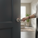 Premium Satin Chrome Round Lever Door Handle with Innovative Ecotech Finish for Enhanced Durability and Sustainability