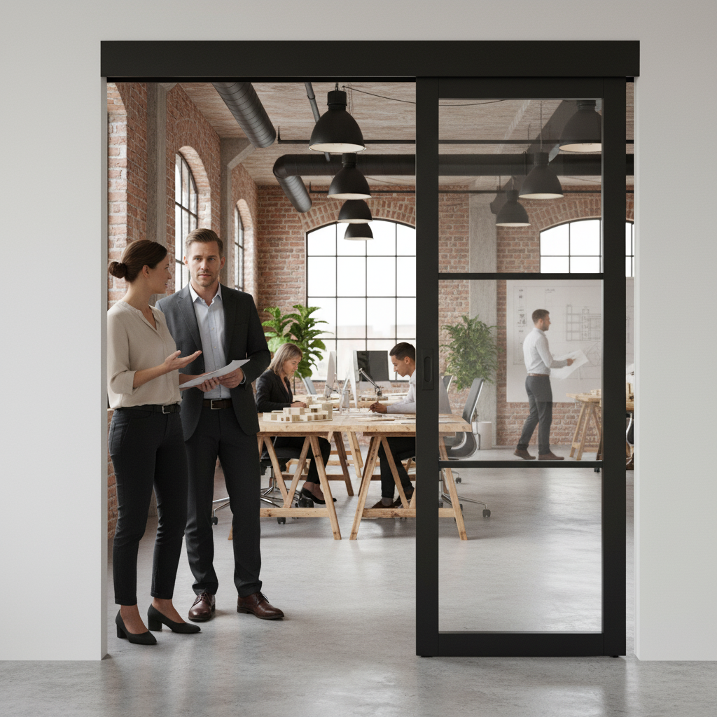 Internal Fully Finished Industrial Pocket Door Set