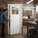 Made-to-Measure Internal Primed Door with Clear Glass Pan...