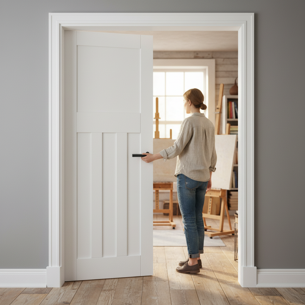 Internal White Primed 1930's Inspired 4 Panel Pair Door Set