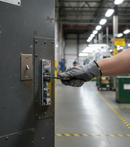 Premium Contemporary Rectangular Door Lever on Backplate in Satin Stainless and Polished Chrome Finish