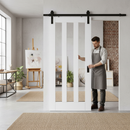 Internal Primed Sliding Door Set with 3 Clear Glass Panes