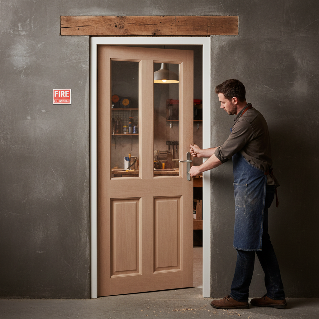Hardwood External Unfinished Door with 4 Panels