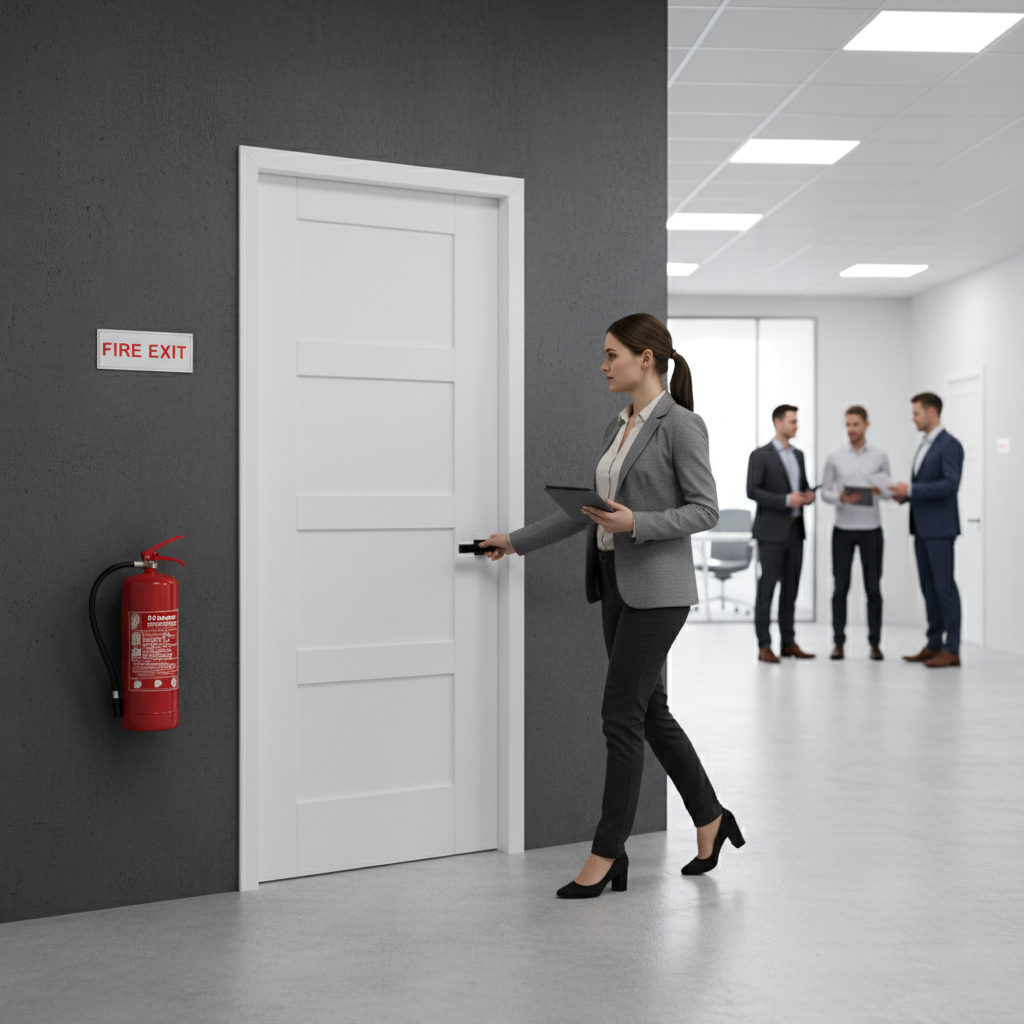 Internal Flat Shaker FD30 Fire Door with 4 Panels and Eng...