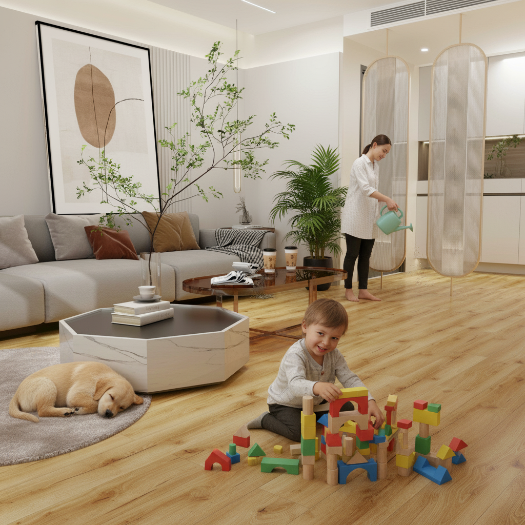 Premium Rustic Oak 5mm Rigid Core Vinyl Flooring with Waterproof Surface and Valinge 5G-i Click Fitting System