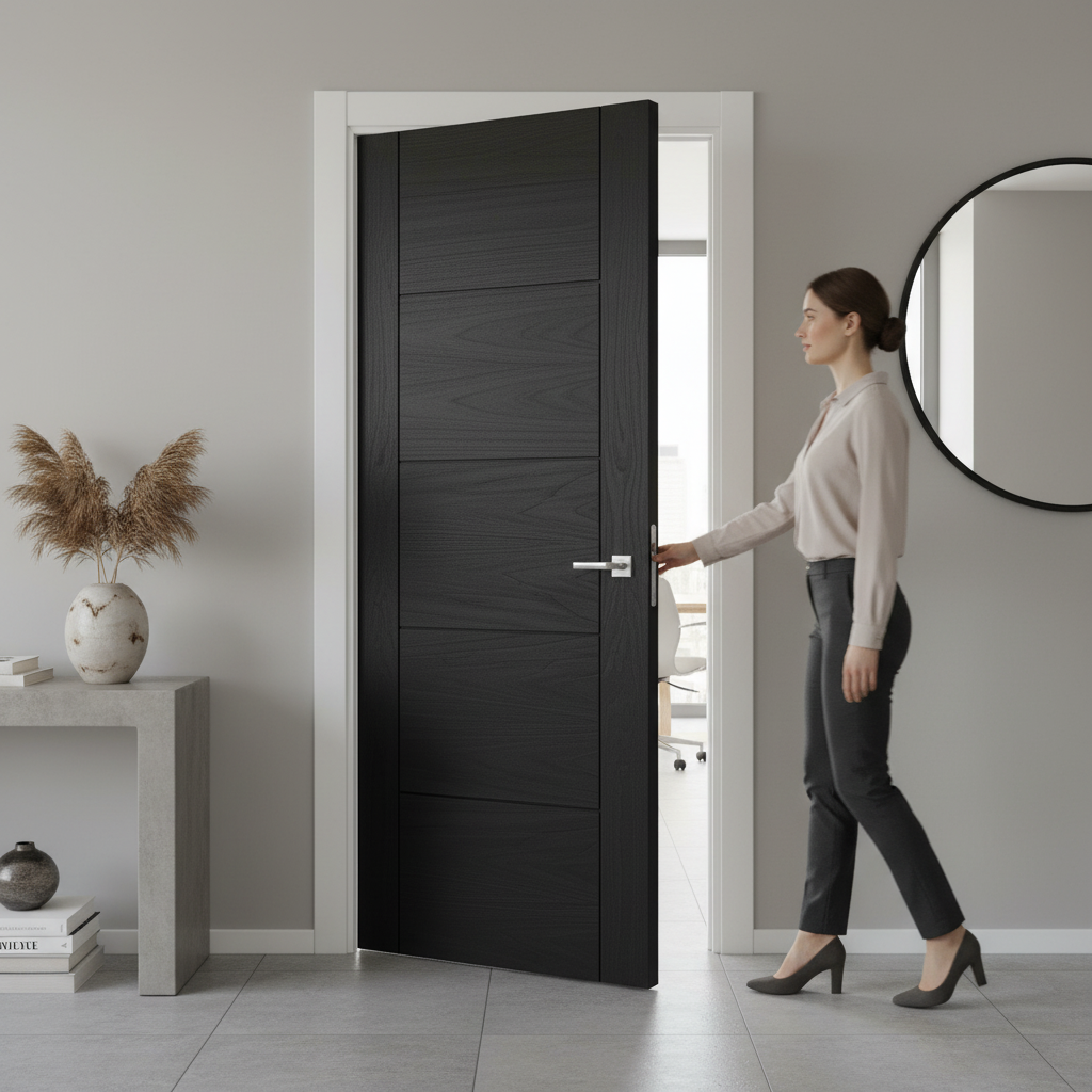 Fully Finished Oak Interior Door - Modern Parma Design, R...