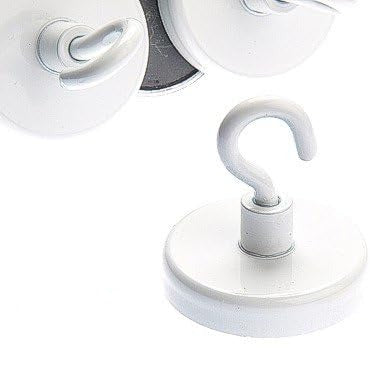 Premium White Anisotropic Ferrite Pot With Hook Pack of 10 - 32mm Diameter