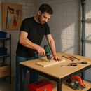 Premium Black Workbench 100cm – Heavy-Duty Steel Frame & Dual MDF Shelves 200kg Load Capacity