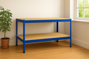 Blue Heavy-Duty Steel Workbench 100cm – Boltless Design with 200kg Shelves for Garage & DIY