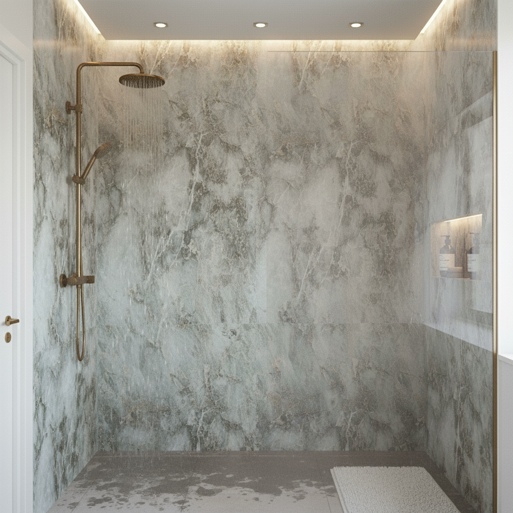 Waterproof Wall Panelling with Neutral Marble Effect - 24...