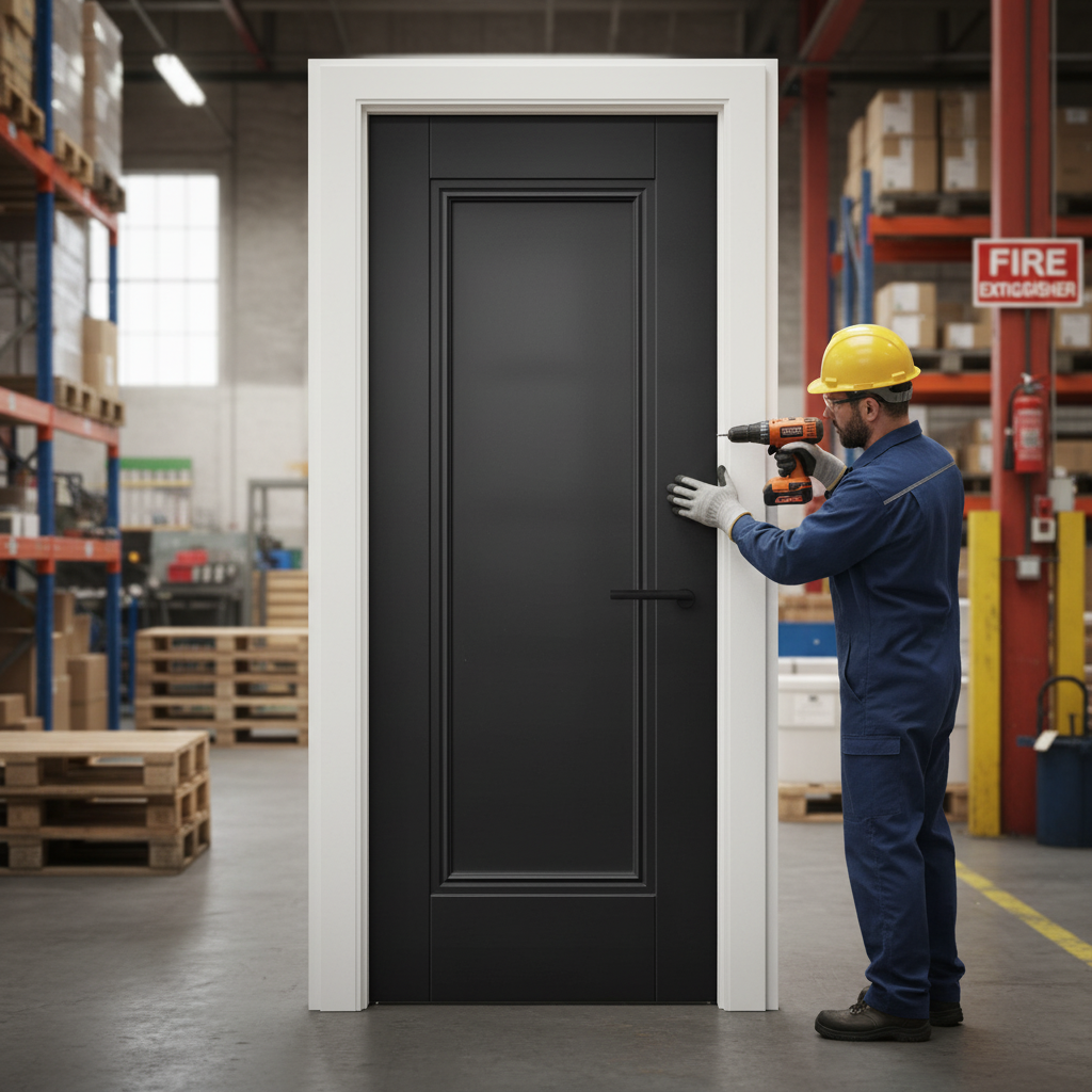 Premium Internal Fully Finished Elegance Lancaster 1 Panel FD30 Fire Door - Solid Core Construction for Enhanced Safety