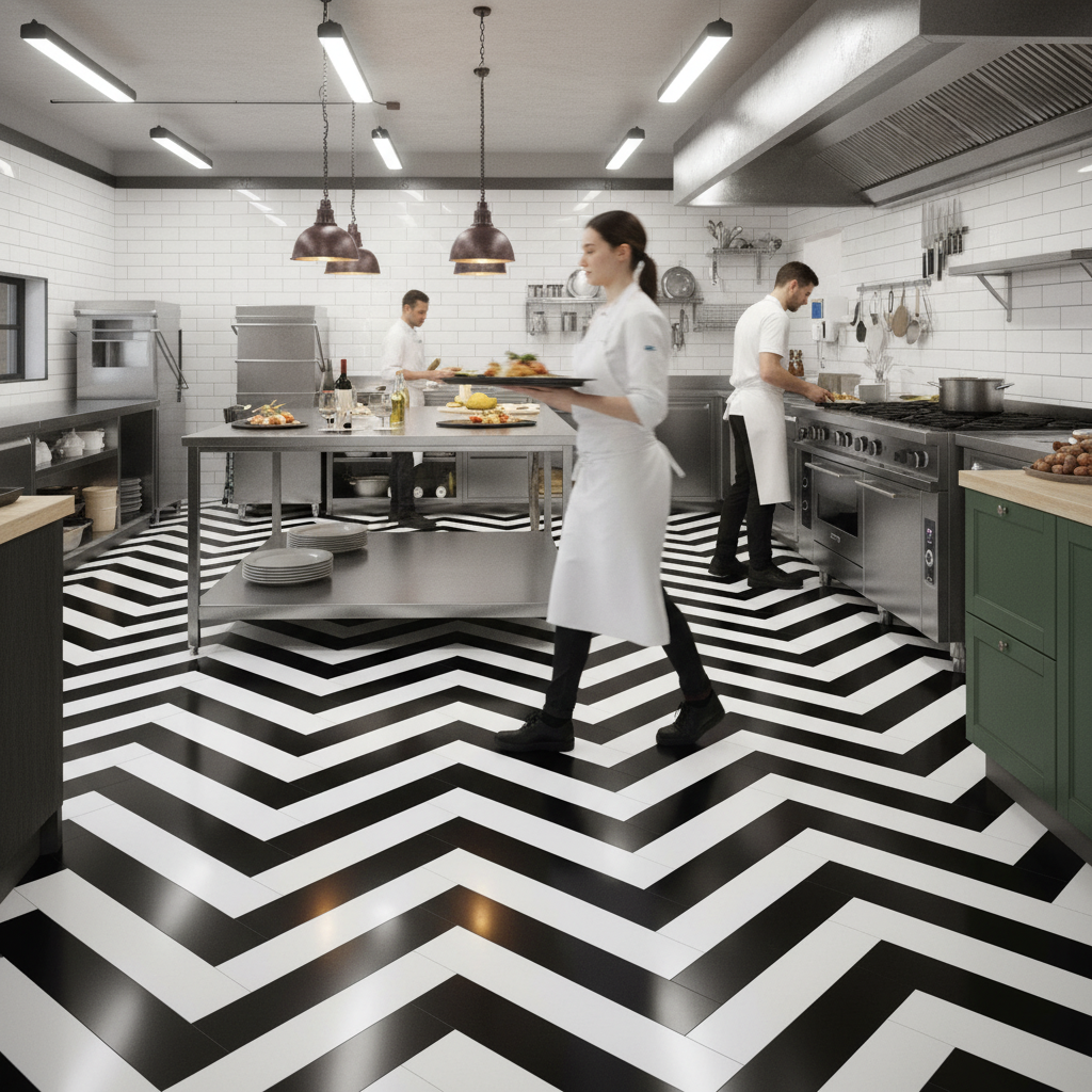 6mm Luxury Vinyl Flooring with Herringbone Pattern in Black