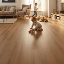 Premium Comfort Luxe 12mm Laminate Flooring - Golden Oak Effect with 4V Bevel Edge and Built-In Cork Underlay for Enhanced Comfort