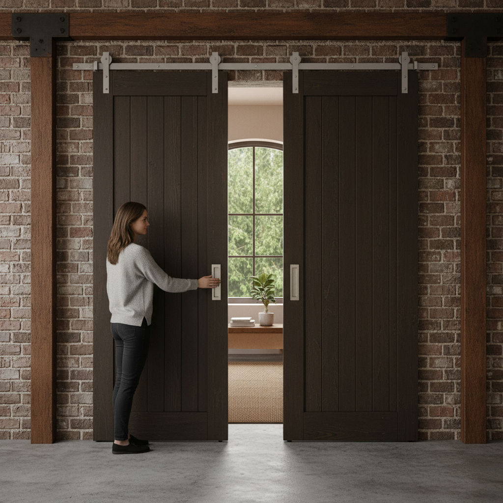 Satin Nickel Face Mounted Sliding Barn Door Track - 3m Le...