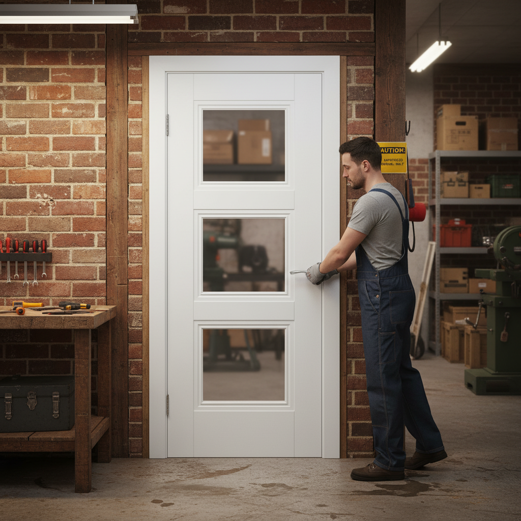 Premium Made-to-Measure White Internal Primed Door with 3 Light Obscure Glass Panels for Custom Spaces