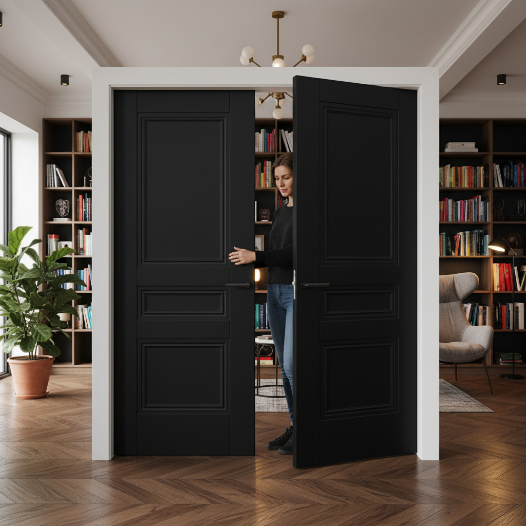 Internal Black Primed Henley 3 Panel Pair Door