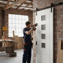 Internal Sliding Door Set with 4 Light Obscure Glass Pane...