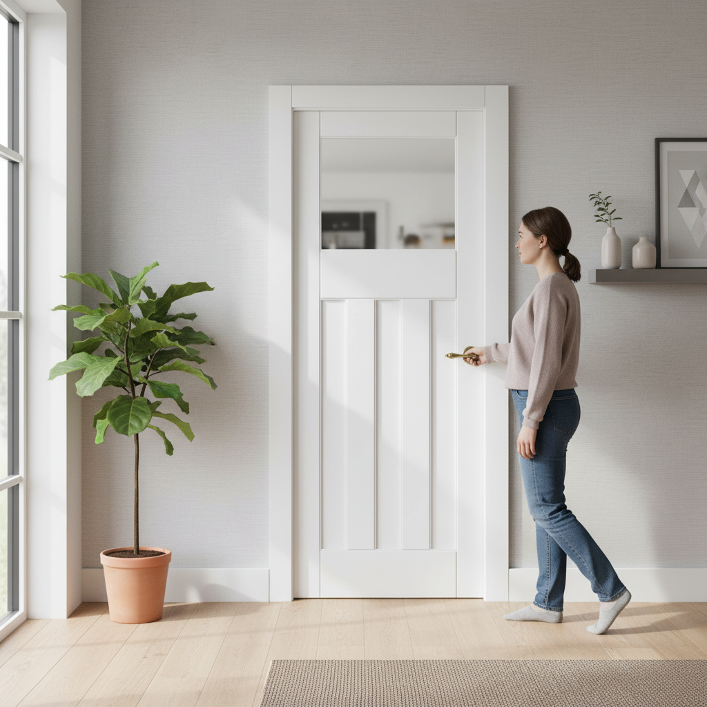 Internal Primed Deco Clear Glass Door - Elegant 1 Light D...