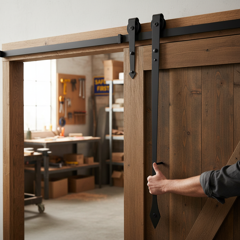 Premium Matt Black Sliding Barn Door Track Bracket Pair - Stylish and Durable Accessories for Modern Interiors