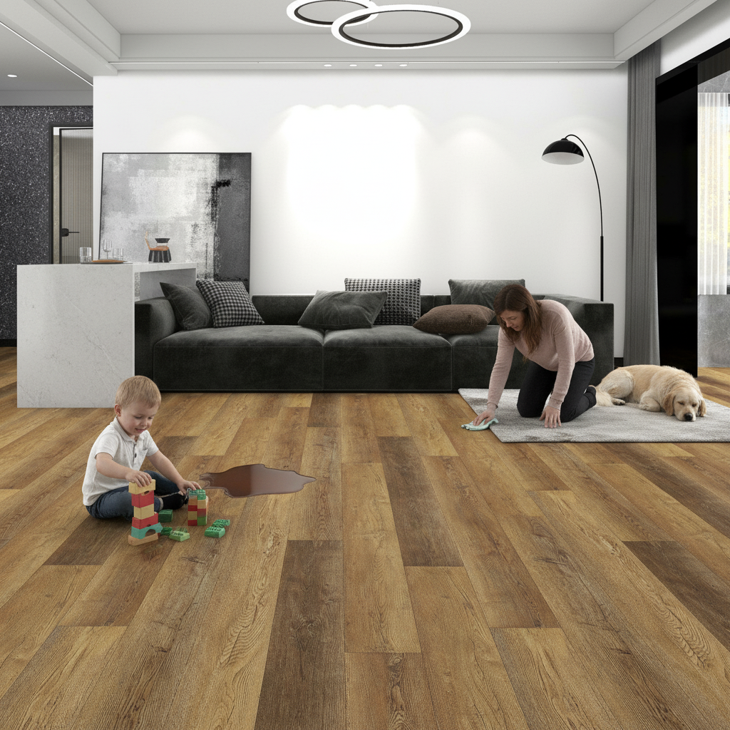 Premium 5mm Rigid Core Vinyl Flooring with Waterproof Surface and Click Fitting System for Luxurious Living Spaces