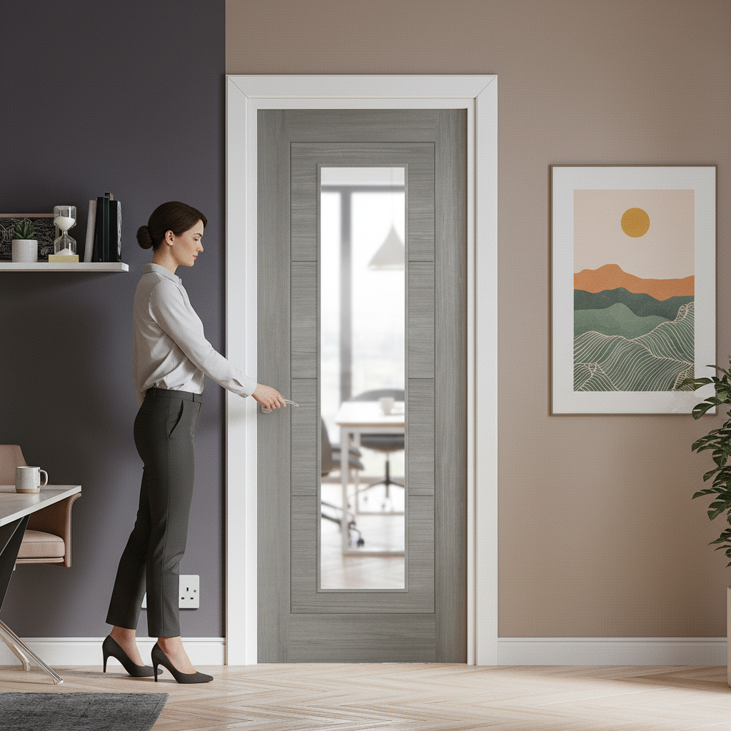 Light Grey Internal Fully Finished Laminate Ladder Clear ...