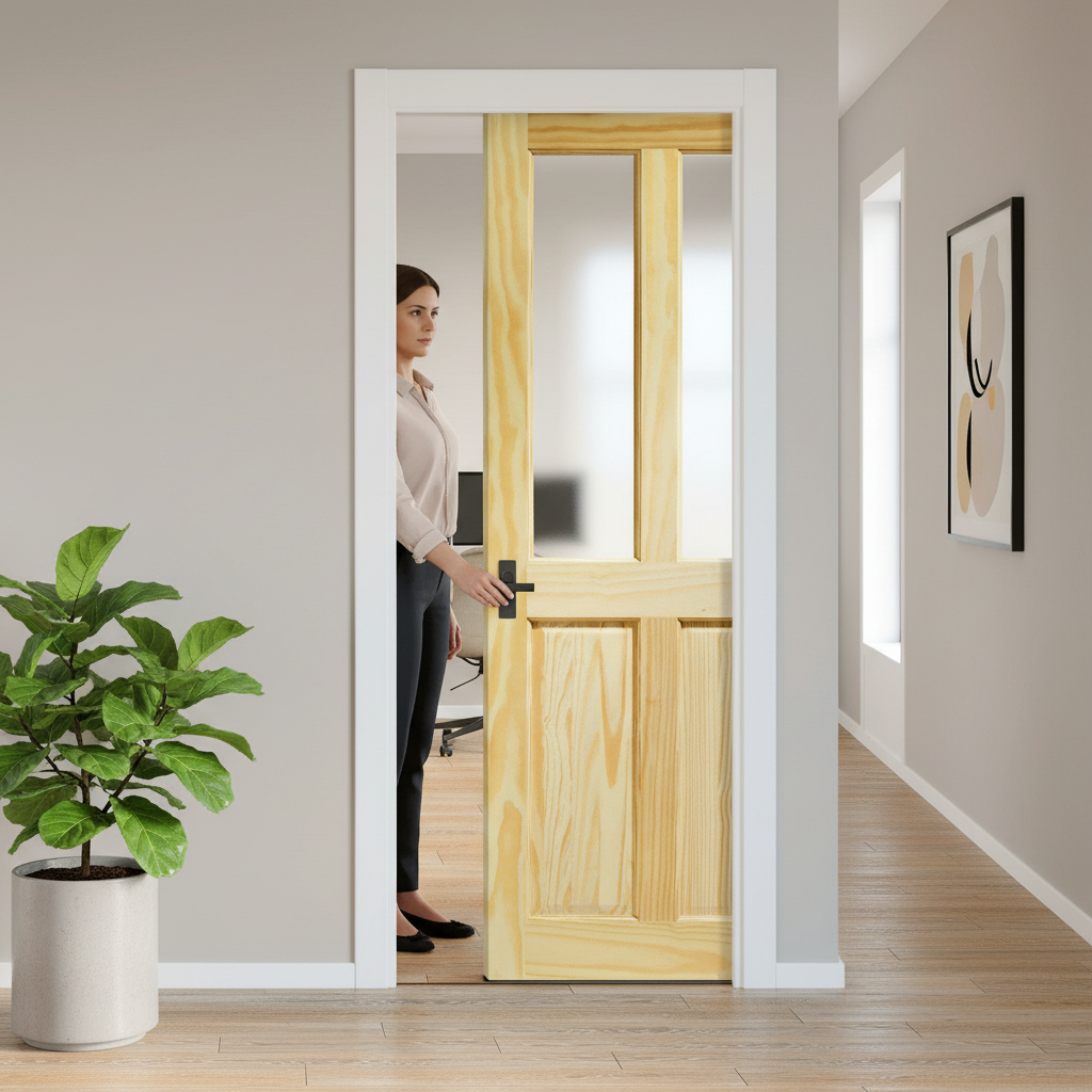 Clear Pine Unfinished Internal Pocket Door Set with 2 Pan...